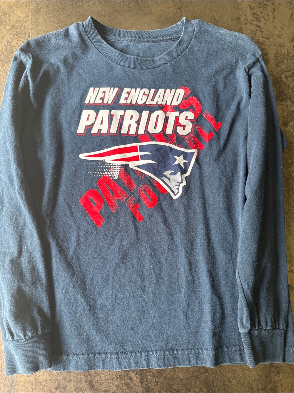 New England Patriots Kids Long-Sleeve Tee - Navy with Red & White Logo